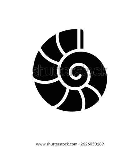 Black icon of mystical spiral shell symbolizing infinite growth