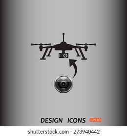 Black icon on black background. Quadrocopter. icon. vector design