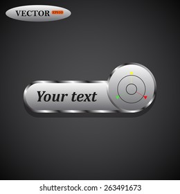 Black icon on metal buttons for websites. Dark background with shadow. Your text. GPS navigation,  vector illustration, EPS 10