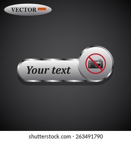 Black icon on metal buttons for websites. Dark background with shadow. Your text. photo camera, vector illustration, EPS 10