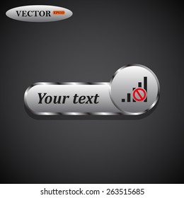 Black icon on metal buttons for websites. Dark background with shadow. Your text. no signal, poor signal strength, signal strength indicator, vector illustration, EPS 10