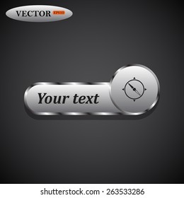 Black icon on metal buttons for websites. Dark background with shadow. Your text. Compass , vector illustration, EPS 10