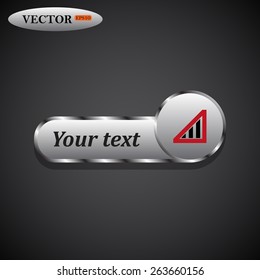 Black icon on metal buttons for websites. Dark background with shadow. Your text. no signal, poor signal strength, signal strength indicator, vector illustration, EPS 10