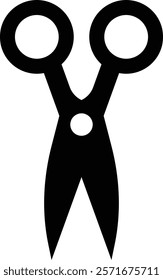 Black icon on the scissors