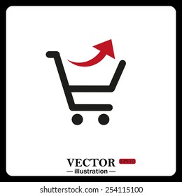 Black icon on white background.  remove from the shopping cart. icon. vector design