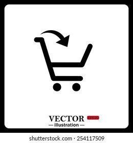 Black icon on white background. put in shopping cart , vector illustration, EPS 10