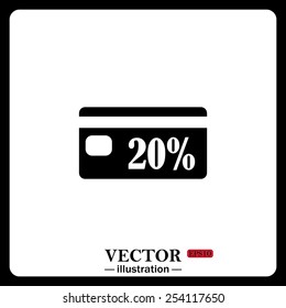 Black icon on white background. Discount label, vector illustration, EPS 10