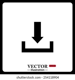 Black icon on white background. Download.  Vector illustration EPS 10