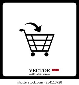 Black icon on white background. put in shopping cart , vector illustration, EPS 10