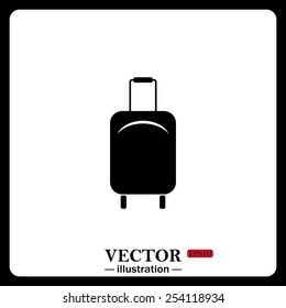 Black icon on white background. Baggage icon. Vector illustration, EPS 10