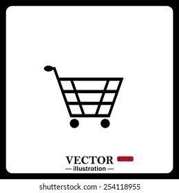 Black icon on white background. put in shopping cart , vector illustration, EPS 10
