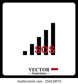 Black icon on white background. no signal, poor signal strength, signal strength indicator, vector illustration, EPS 10