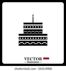 Black icon on white background. Black icon on white background. birthday cake icon. Vector illustration, EPS 10