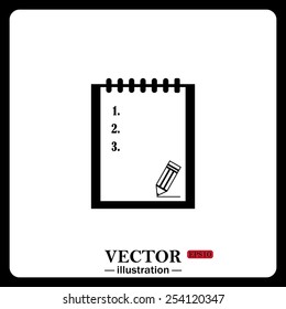 Black icon on white background. tablet with paper, vector illustration, EPS 10