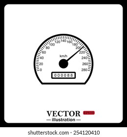 Black icon on white background. speedometer. Vector illustration EPS 10 