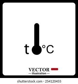 Black icon on white background. Thermometer , vector illustration, EPS 10
