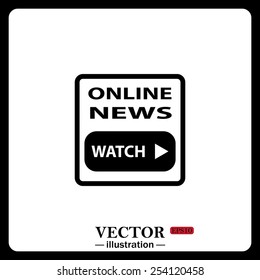 Black icon on white background. of online news, vector illustration, EPS 10 
