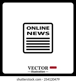 Black icon on white background. of online news, vector illustration, EPS 10 