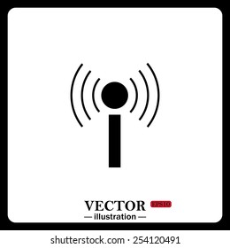Black icon on white background. The wireless network , vector illustration, EPS 10
