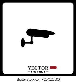 Black icon on white background. surveillance Camera, vector illustration, EPS 10