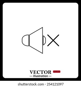 Black icon on white background. Sound off , vector illustration, EPS 10