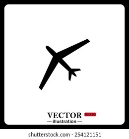 Black icon on white background. plane, vector, EPS 10