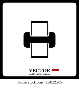 Black icon on white background. printer , vector illustration, EPS 10
