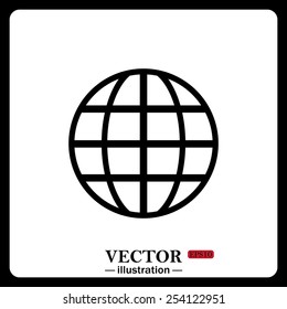 Black icon on white background. Globe,  vector illustration, EPS 10