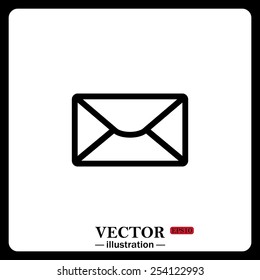 Black icon on white background. envelope letter , vector illustration, EPS 10