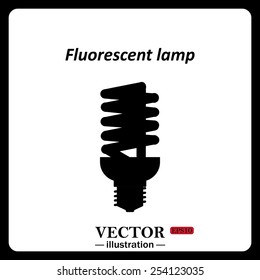 Black icon on white background. fluorescent lamp, vector illustration, EPS 10