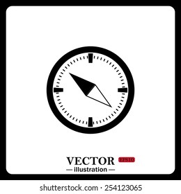 Black icon on white background. Compass , vector illustration, EPS 10