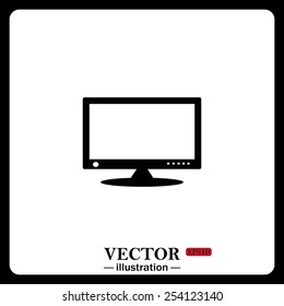 Black icon on white background. computer display, vector illustration, EPS 10