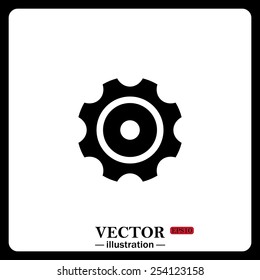 Black icon on white background. Cog Settings , vector illustration, EPS 10