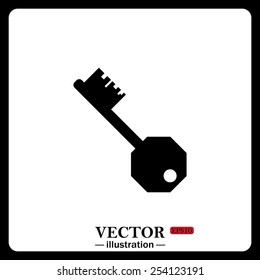 Black icon on white background. key, vector illustration, EPS 10