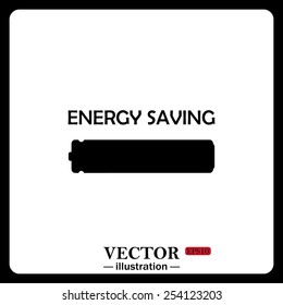 Black icon on white background. energy saving battery , vector illustration, EPS 10
