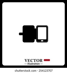Black icon on white background. Case for phone , vector illustration, EPS 10