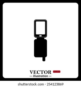 Black icon on white background. Case for phone , vector illustration, EPS 10