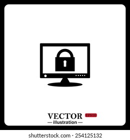 Black icon on white background. Computer security concept, vector illustration, EPS 10