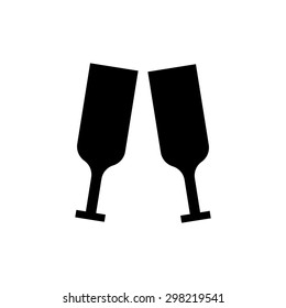 Black icon on white background Wedding glasses