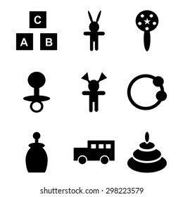 Black icon on white background collection of children's