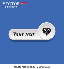 Black icon on white button for web sites. Blue background with shadow. clock, House with Heart . icon. vector design