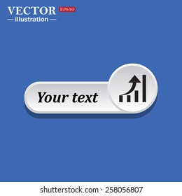 Black icon on white button for web sites. Blue background with shadow. growth of business. icon. vector design