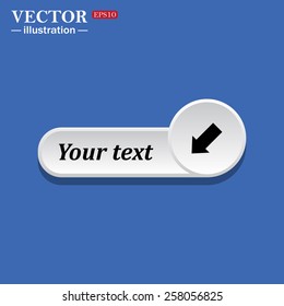 Black icon on white button for web sites. Blue background with shadow. arrow indicates the direction. icon. vector design