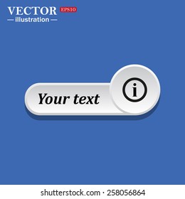 Black icon on white button for web sites. Blue background with shadow. icon of info. icon. vector design
