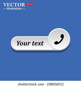 Black icon on white button for web sites. Blue background with shadow. challenge, answer the call. icon. vector design
