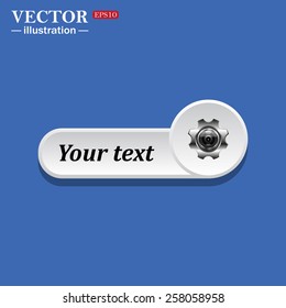 Black icon on white button for web sites. Blue background with shadow. camera Settings. icon. vector design