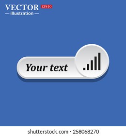 Black icon on white button for web sites. Blue background with shadow.signal strength indicator. icon. vector design