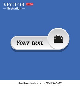 Black icon on white button for web sites. Blue background with shadow. car battery. icon. vector design