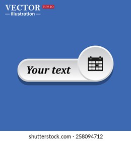 Black icon on white button for web sites. Blue background with shadow. Calendar. icon. vector design