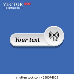 Black icon on white button for web sites. Blue background with shadow. Wireless network access is open, unlocked. icon. vector design